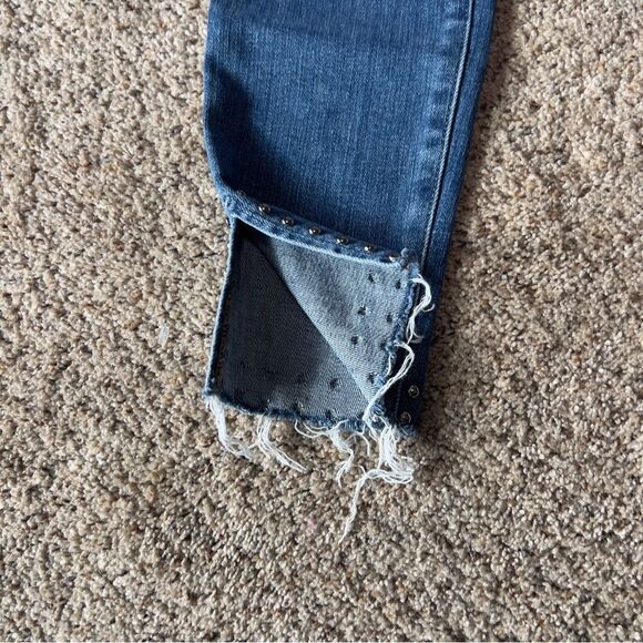 Frame Denim Le High Skinny Jeans Size 26 LHSKRSS793 Hazelwood Studded Ankle Fray - Picture 9 of 14